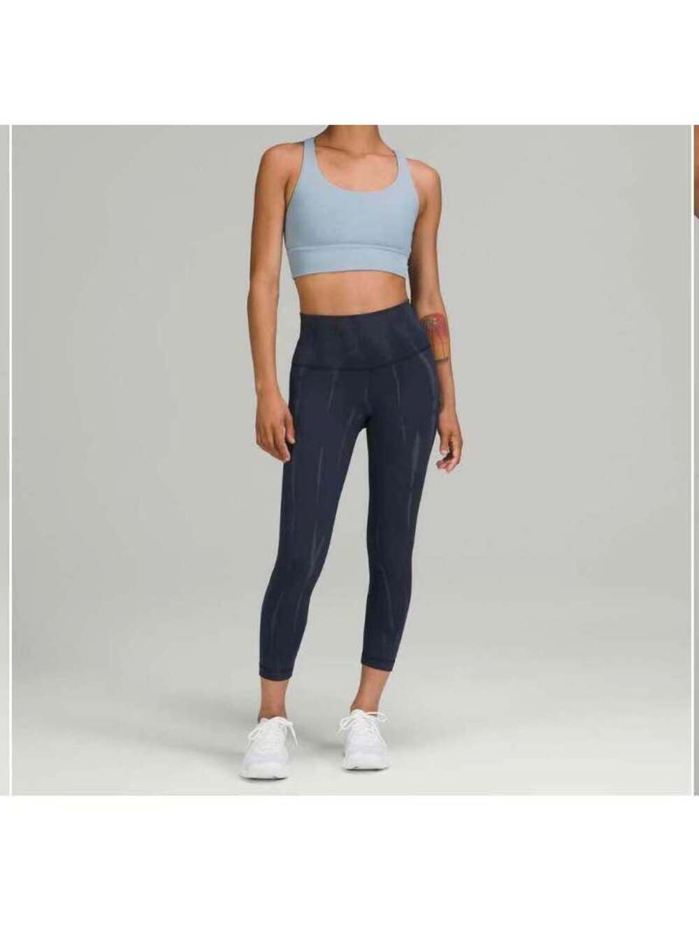 Lululemon WunderTrain High-Rise Crop 23" Sun-Bleached Wash True Navy Women's 8